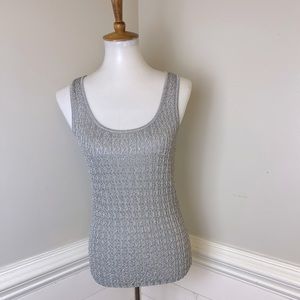 Talbots Petites Silver Metallic Open Weave Dressy Tank Top SP FREE SHIP